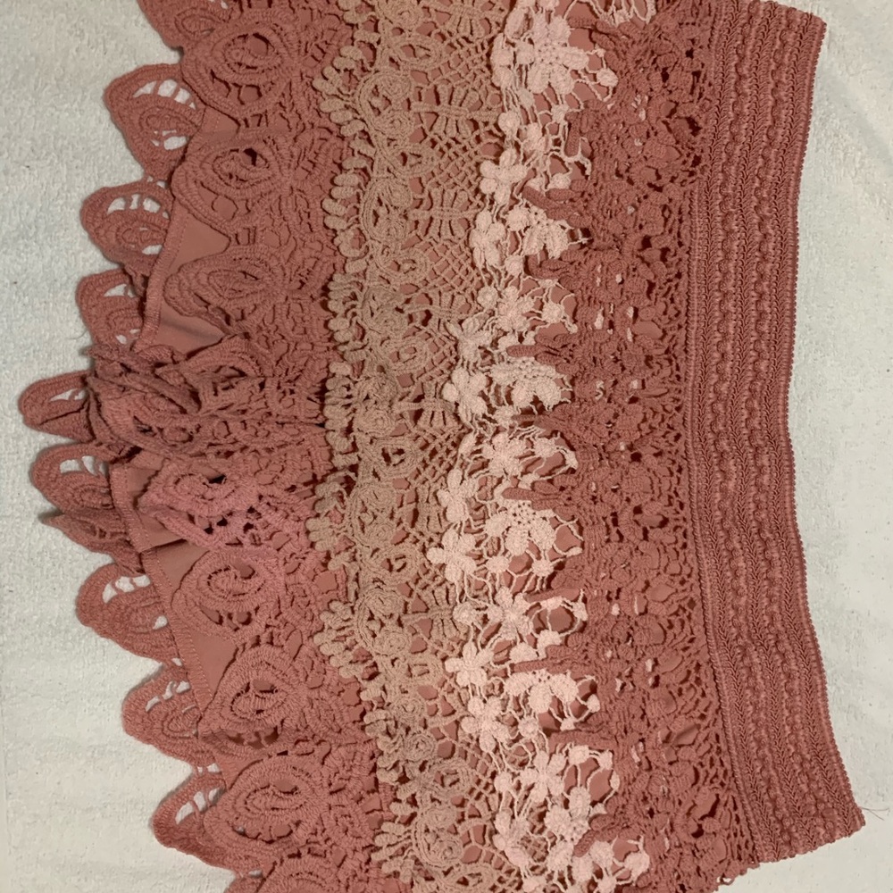 Juniors Pink Lace Shorts